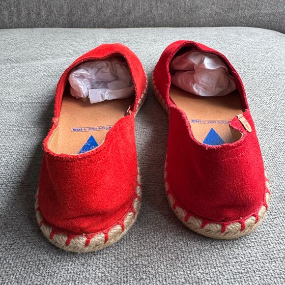 Verbenas Womens Carmen Red Leather Suede Espadrilles Flats Shoes Sz 40 US 9 - Picture 3 of 10
